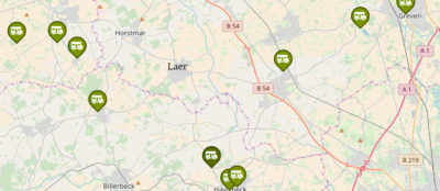 Landkarte mit Stellplätzen für Wohnmobile